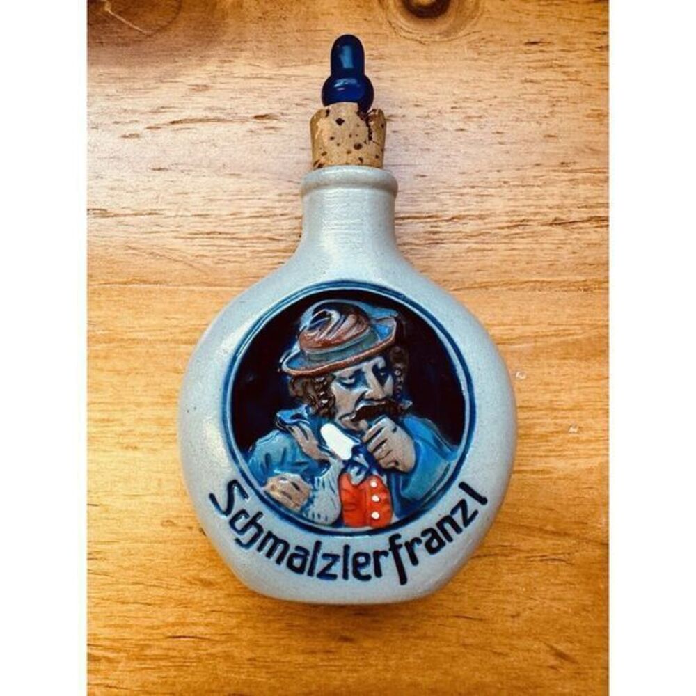 Vintage German Snuff Ceramic Bottle With Cork Stopper Schmalzier Von Gerb.B